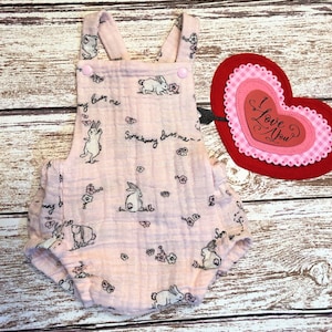 Bunny Romper - Baby Girl Pink Bunny Romper - Some Bunny Loves You Baby Romper - Pink Bunny Romper - Baby Girl Spring Romper