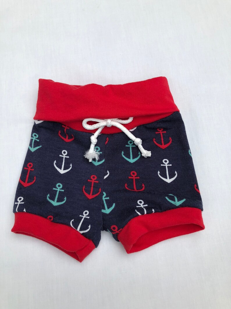 Nautical Baby Shorts Foldover Waist Baby Shorts Baby Knit Etsy