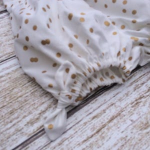 Gold Dotted Baby Romper: 100% Cotton Summer Bubble Romper image 3