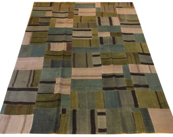Braun Kelim Patchwork Teppich 6 6 X 4 7 Fuss Bohmischen Kelim Etsy