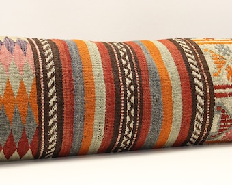 King size kilim pillow cover 14x48 inch 35x120 cm Bedding lumbar Kilim pillow cover extra long pillow cover Home Desing Oblong pillow T-209