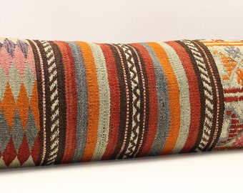 King size kilim pillow cover 14x48 inch 35x120 cm Bedding lumbar Kilim pillow cover extra long pillow cover Home Desing Oblong pillow T-209