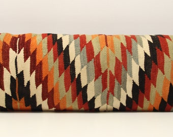 King size kilim pillow cover 14x48 inch 35x120 cm Bedding lumbar Kilim pillow cover extra long pillow cover Home Desing Oblong pillow T-209
