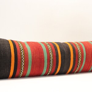 Twin extra long size kilim pillow cover 12x48 inch Handmade King size Unique lumbar Flaming Kilim pillow cover Bedding Pillow  N-575