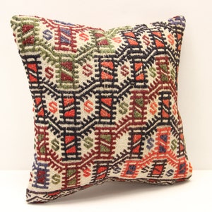 Turkish kilim pillow 14x14 inch Bohemian Kelim pillow Oriental Kilim Cushion cover Anatolian Art deco pillow coverVintage Sofa pillow SL-980