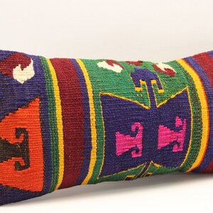 Decorative Lumbar kilim pillow 10x20 inch Oriental Boho pillow Turkish Anatolian Kelim pillow cover ethnic cushion cover A-1645