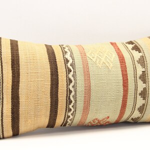 Decorative Lumbar kilim pillow 10x20 inch Oriental Boho pillow Turkish Anatolian Kelim pillow cover ethnic cushion cover A-1584