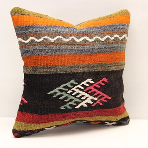 Turkish kilim pillow 14x14 inch Bohemian Kelim pillow Oriental Cushion cover Anatolian Art deco pillow cover Vintage Sofa pillow SL-1029