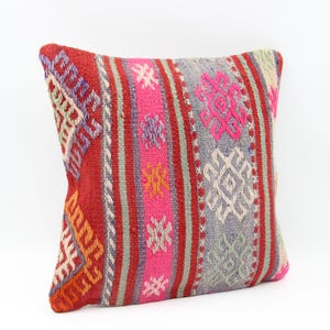 Tuskish handmade kilim pillow 14x14 inch Bohemian Decorative Kelim pillow Modern Oriental Cushion Art deco pillow cover mini pillow SL-1124