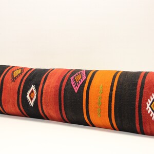 Handmade King size kilim pillow cover 12x48 inch Twin extra long Unique lumbar Flaming Kilim pillow cover Bedding Pillow Kilim Oblong N-513