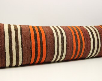 King Size Kilim Lumbar Pillow Cover: 14x48 Vintage Turkish Design