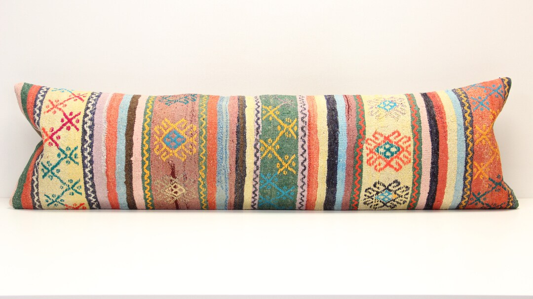 Jeter Oreiller 10x20 en 25x50 cm, Oreiller Lombaire Turc Kilim Housse de Coussin, Stripe