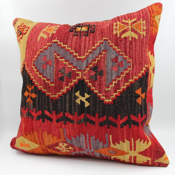 Handmade kilim pillow cover 24x24 inch Throw Sitting Accent Kelim Outdoor Sofa Oriental Extra large Pillow Fireplace King size pillow XL-935
