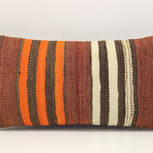 Handmade Lumbar kilim pillow 10x20 inch (25x50 cm) Oriental Boho pillow Turkish Kilim pillow cover Chair pillow Small Oblong Kilim A-950