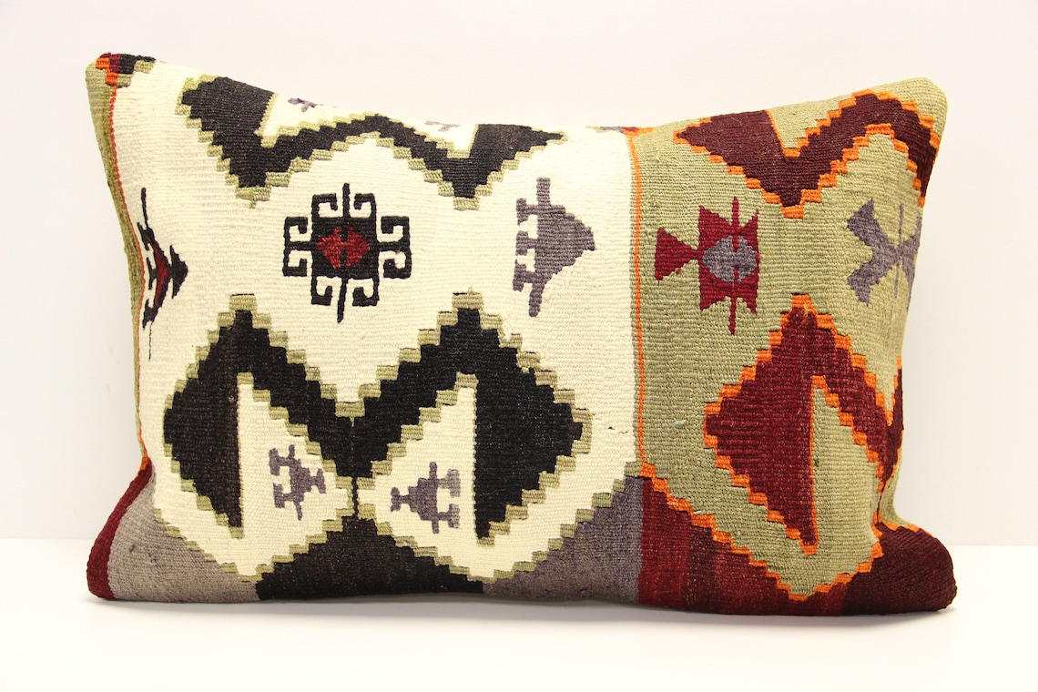 Turkish Kilim Pillow Cover 16x24 Inch Novelty Lumbar Kilim Etsy