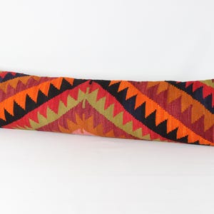 Twin extra long size kilim pillow cover 12x48 inch King size Anatolian lumbar Kilim Bohemian Geometric Bedding Chevron Queen Pillow N-842