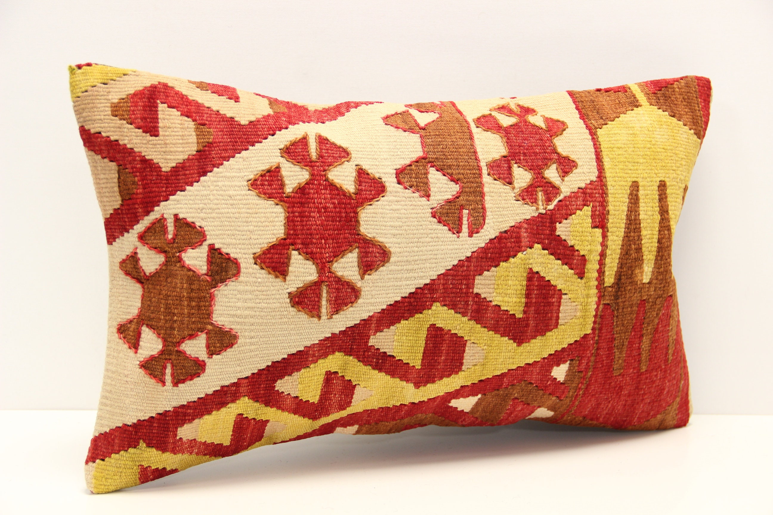 Turkish Kilim Pillow Cover 12x20 Inch Armchair Pillow Knitting Etsy UK