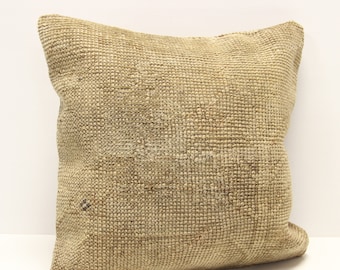 Handgefertigter Anatolischer Kilim Kissenbezug, 18x18 Wollkissen