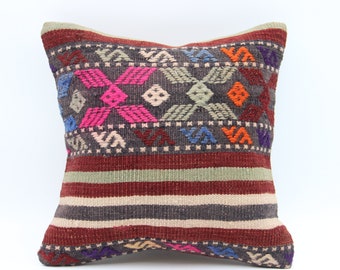 Funda de almohada Kilim hecha a mano, 30 x 30 cm, con detalles bohemios vintage