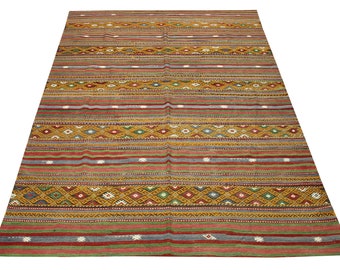 Handmade Anatolian Kilim Rug, 9'2x5'8, Bohemian Turkish Rug