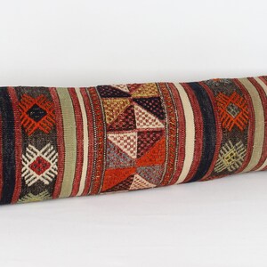 Twin extra long size kilim pillow cover 12x48 inch King size Anatolian lumbar Kilim Bohemian Geometric Bedding Chevron Queen Pillow N-786