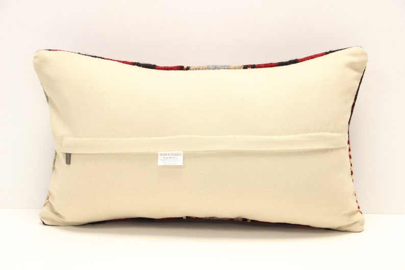 Turkish kilim pillow cover 12x20 inch Armchair Pillow Oriental Knitting Pillow Anatolian Lumbar Throw Pillow Kelim Cushion Cover B-1399