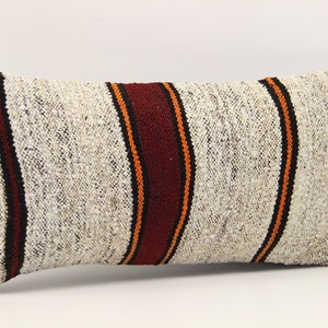 Handmade Lumbar kilim pillow 10x20 inch (25x50 cm) Oriental Boho pillow Turkish Kilim pillow cover Chair pillow Small Oblong Kilim A-1038