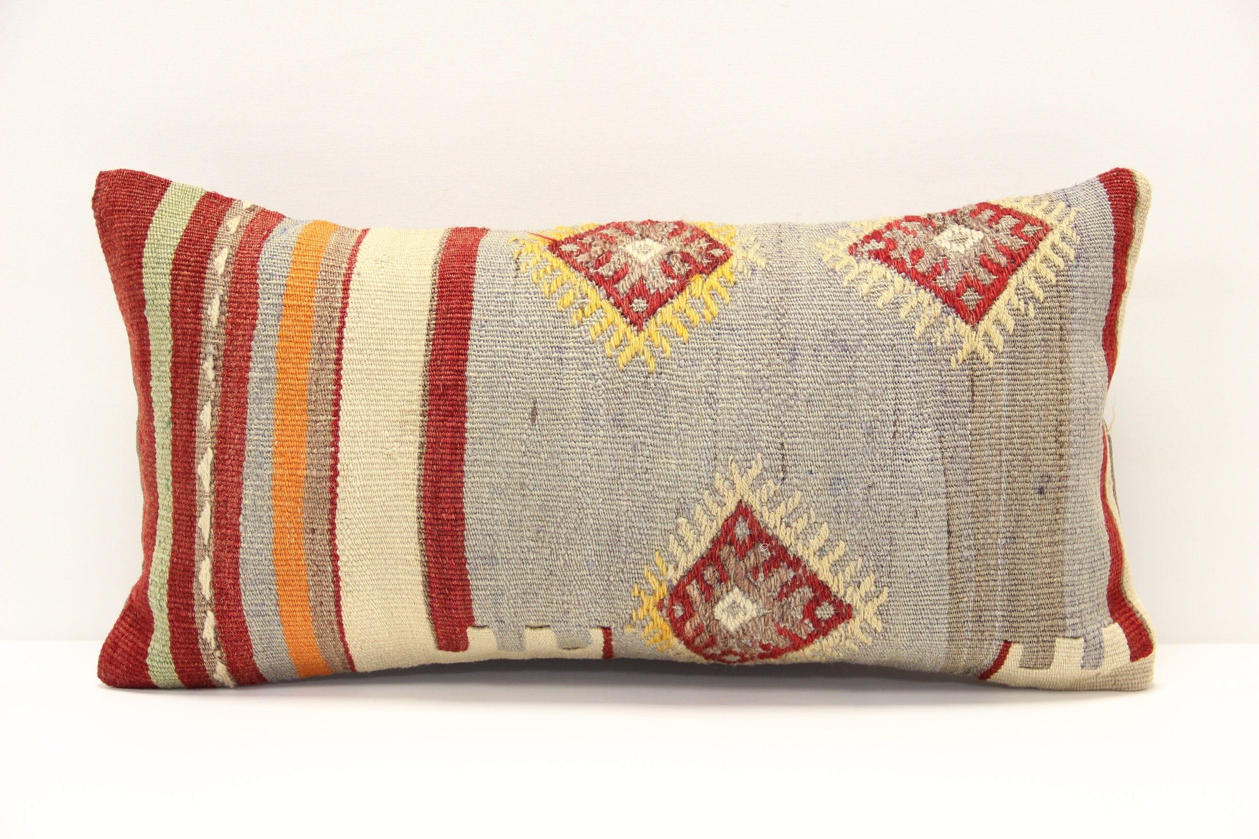 Almohada decorativa lumbar kilim 10x20 pulgadas Almohada Boho oriental Turca Anatolia Kelim funda de almohada étnica cubierta A-1573