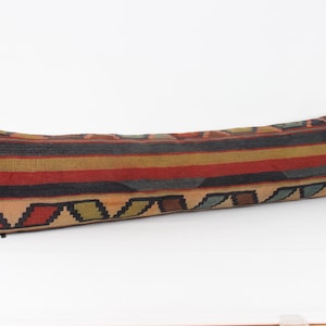 Twin extra long size kilim pillow cover 12x48 inch King size Anatolian lumbar Kilim Bohemian Geometric Bedding Chevron Queen Pillow N-865