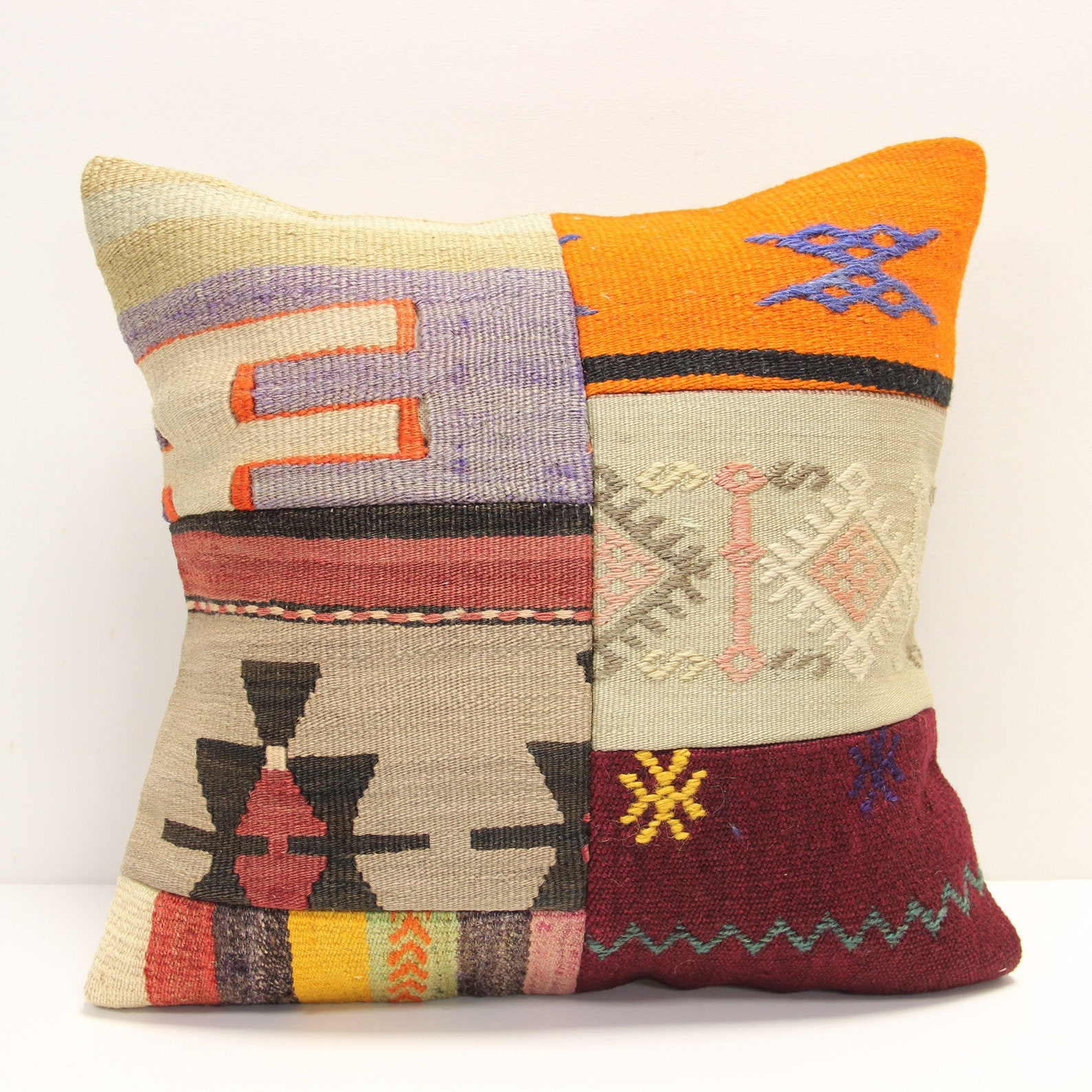 Modern Patchwork Kilim Pillow Cover 18x18 Inch Handmade Kelim Pillow ...
