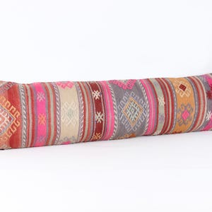 Twin extra long size kilim pillow cover 12x48 inch King size Anatolian lumbar Kilim Bohemian Geometric Bedding Chevron Queen Pillow N-863