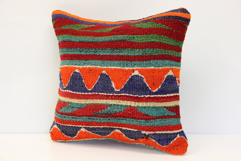 Throw kilim pillow 14x14 inch Anatolian Kelim pillow Turkish Kilim Pillow Kilim Cushion Art deco pillow cover Sofa pillow SL-182 35x35 cm