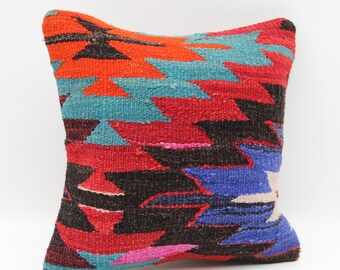 Funda de almohada Kilim hecha a mano de 30,5 x 30,5 cm, estilo bohemio vintage