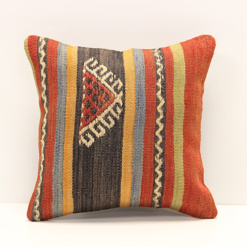 Accent kilim pillow cover 12x12 inch Natural Pillow Throw Kilim pillow cover Chevron Pillow Bolster Decorative  Pillow S-1108