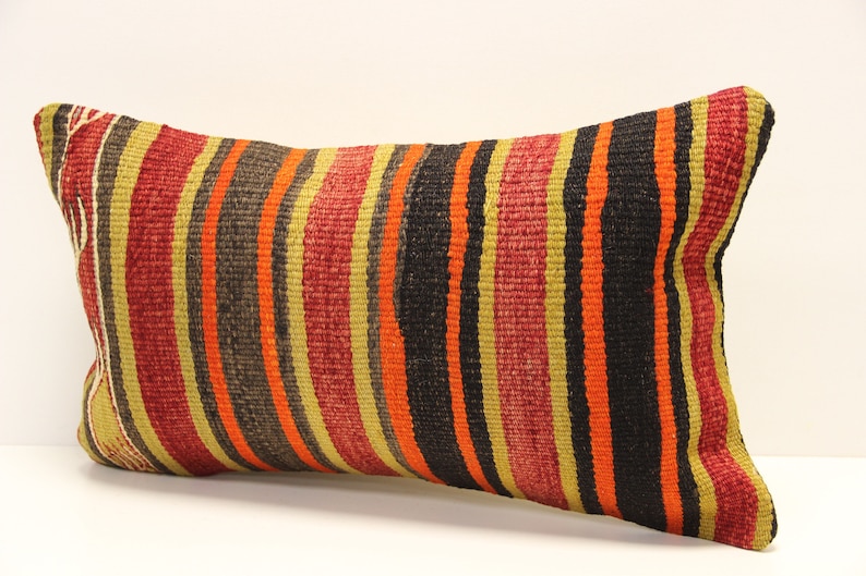 Turkish kilim pillow cover 12x20 inch Armchair Pillow Oriental Knitting Pillow Anatolian Lumbar Throw Pillow Kelim Cushion Cover B-1399