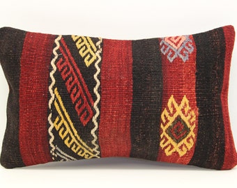 Funda de almohada Kilim turca de 30 x 50 cm, cojín lumbar de lana