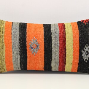 Handmade Lumbar kilim pillow 10x20 inch (25x50 cm) Oriental Boho pillow Turkish Kilim pillow cover Chair pillow Small Oblong Kilim A-1020