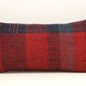 Handmade Lumbar kilim pillow 10x20 inch (25x50 cm) Oriental Boho pillow Turkish Kilim pillow cover Chair pillow Small Oblong Kilim A-848