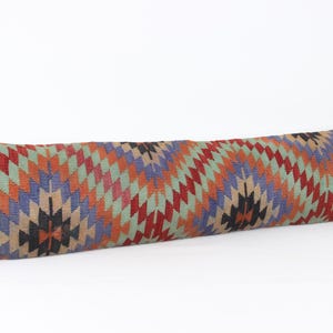 Twin extra long size kilim pillow cover 12x48 inch King size Anatolian lumbar Kilim Bohemian Geometric Bedding Chevron Queen Pillow N-877