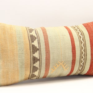 Decorative Lumbar kilim pillow 10x20 inch Oriental Boho pillow Turkish Anatolian Kelim pillow cover ethnic cushion cover A-1630