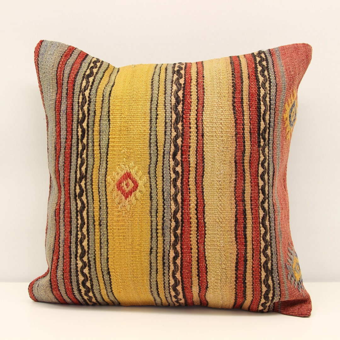 Anatolian Pillow Cover 18x18 Inch (45x45 Cm) Oriental Kilim Pillow