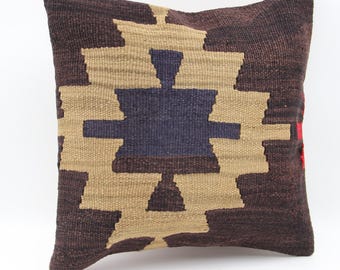 Decorative Kilim pillow cover 16x16 inch  Bohemian kelim handmade Traditional cushion cover Art deco