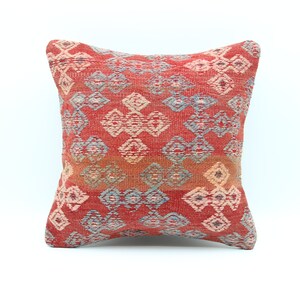 Turkish kilim pillow 14x14 inch Bohemian Kelim pillow Oriental Cushion cover Anatolian Art deco pillow cover Vintage Sofa pillow SL-1061