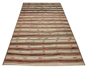 Handwoven Anatolian Kilim Rug (12'4x5'8), Bohemian Turkish Rug