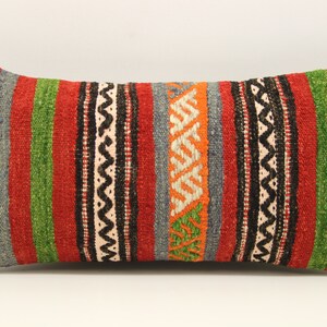 Handmade Lumbar kilim pillow 10x20 inch (25x50 cm) Oriental Boho pillow Turkish Kilim pillow cover Chair pillow Small Oblong Kilim A-938