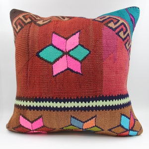 Handmade kilim pillow cover 24x24 inch Throw Sitting Accent Kelim Outdoor Sofa Oriental Extra large Pillow Fireplace King size pillow XL-900