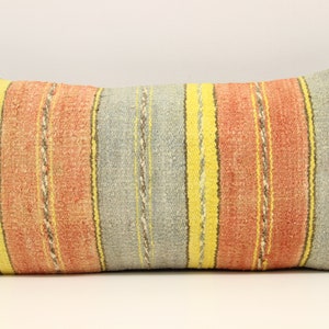 Handmade Lumbar kilim pillow 10x20 inch (25x50 cm) Oriental Boho pillow Turkish Kilim pillow cover Chair pillow Small Oblong Kilim A-754