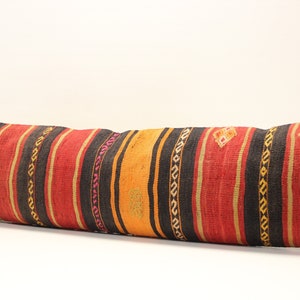 Handmade King size kilim pillow cover 12x48 inch Twin extra long Unique lumbar Flaming Kilim pillow cover Bedding Pillow Kilim Oblong N-519