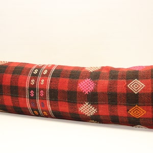 Handmade King size kilim pillow cover 12x48 inch Twin extra long Unique lumbar Flaming Kilim pillow cover Bedding Pillow Kilim Oblong N-556