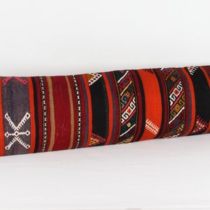 Twin extra long size kilim pillow cover 12x48 inch King size Anatolian lumbar Kilim Bohemian Geometric Bedding Chevron Queen Pillow N-805